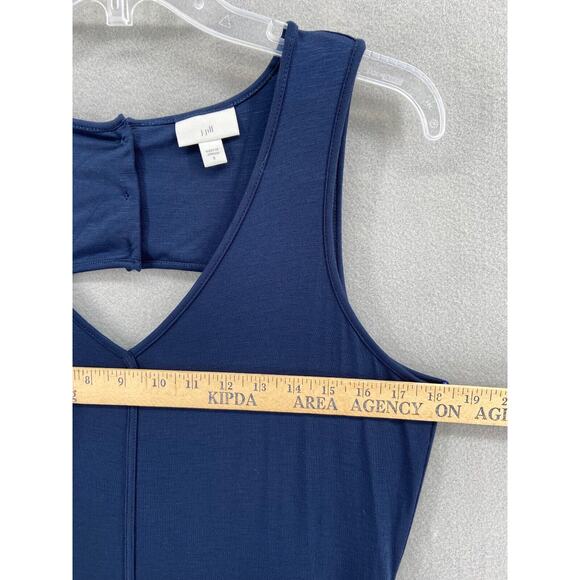 J Jill Dress Womens Small Blue Maxi Tank Keyhole Button Back Sun Dress Stretch - Picture 6 of 13